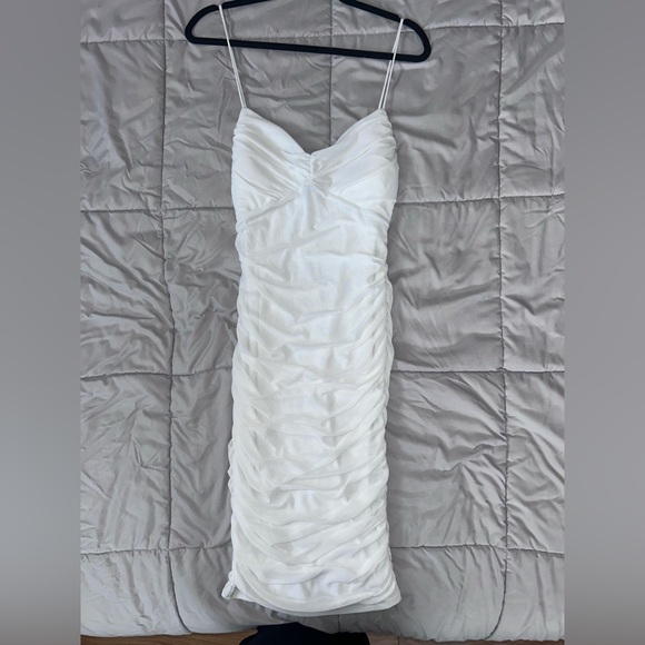 White Ruched Dress - Picture 4 of 4